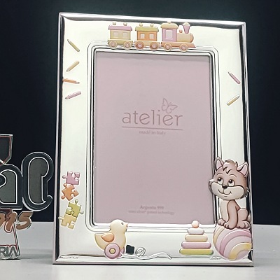 Cornici in argento: Cornice Gattino Gomitolo Rosa in Argento